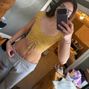 Yellow Ruched Women's Top